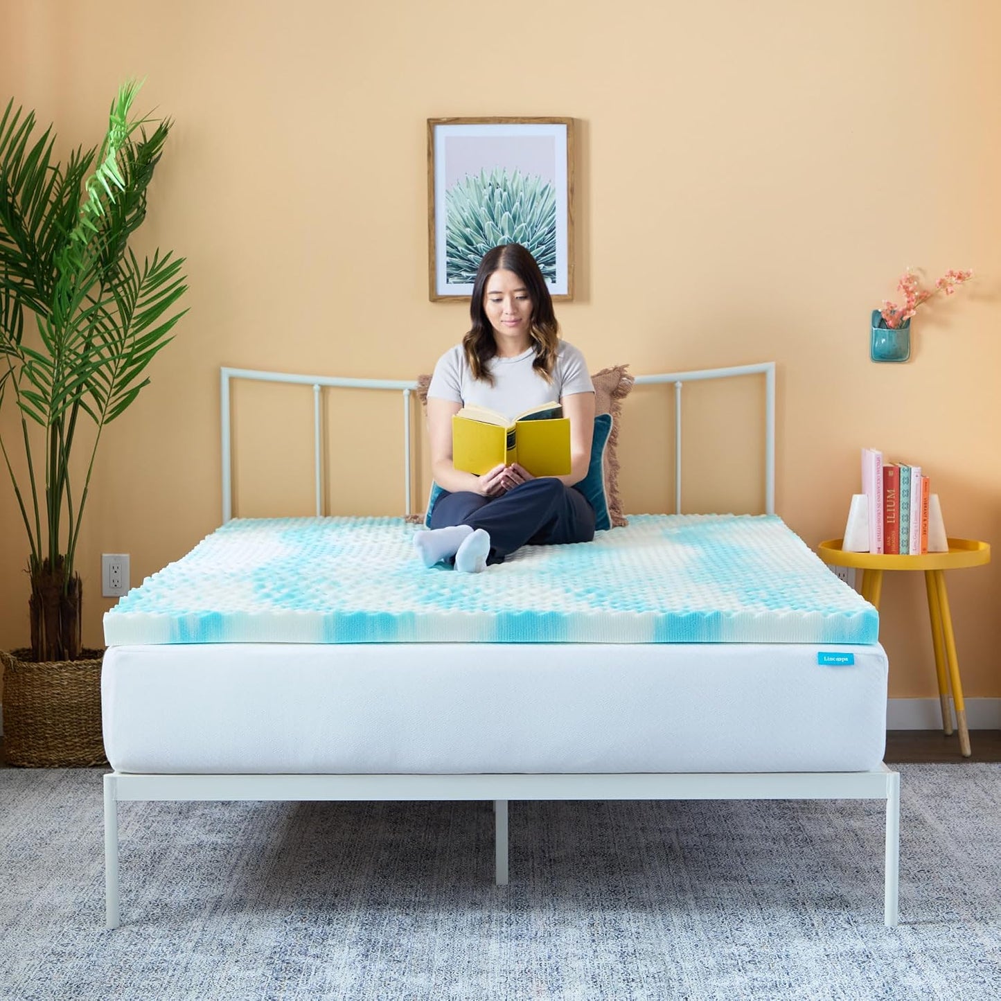 Linenspa Memory Foam Mattress Topper, Queen Size - 2 Inch Gel Infused Memory Foam - Plush Feel - Cooling and Pressure Relieving - CertiPUR Certified