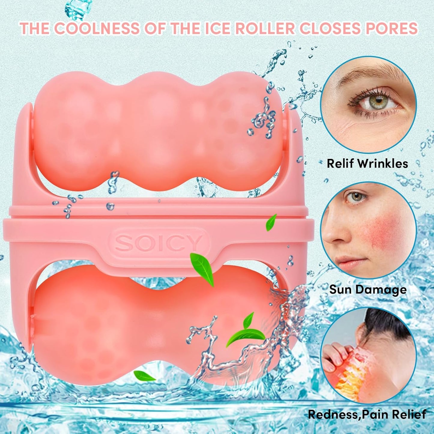 Fronnor Ice Roller for Face,Eyes,Cooling to Tighten Brighten Complexion, Soothing Skin Care Tool, Massager Under Eye Puffiness,Gift for Women