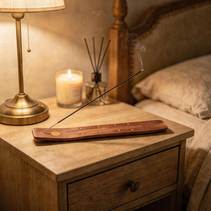 Hosley Wood Incense Holder Sun 10 Inches Ideal Gift for Wedding, Aromatherapy, Zen, Spa, Reiki, Meditation