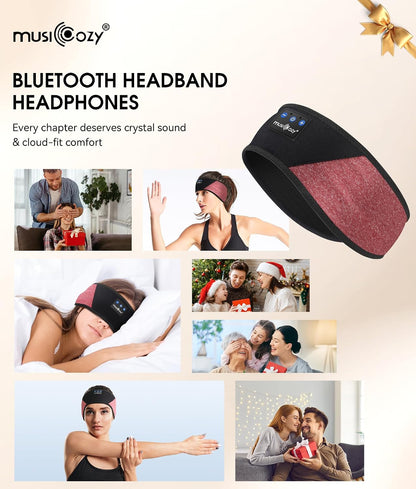 MUSICOZY Sleep Headphones Bluetooth 5.4 Headband, Wireless Earphones Music Sleep Earbuds Sleeping Eye Mask with HD Stereo Speakers for Workout Running Travel Yoga, Ideal Gifts for Men Women Mom Dad