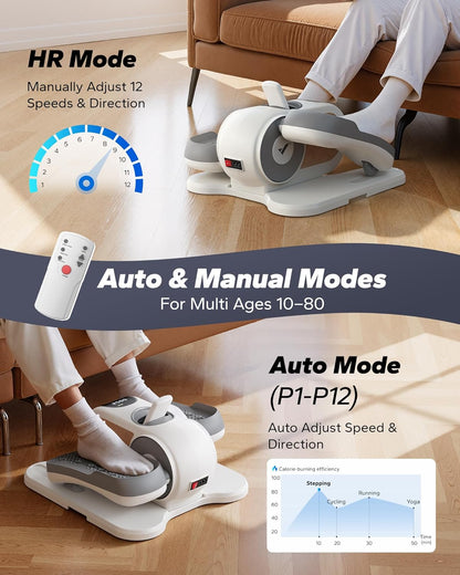 MERACH Under Desk Elliptical Machine, Leg Exerciser While Sitting for Seniors with 12-Speeds & Remote Control, Quiet Portable Electric Seated Pedal Exerciser Machine for Home Office