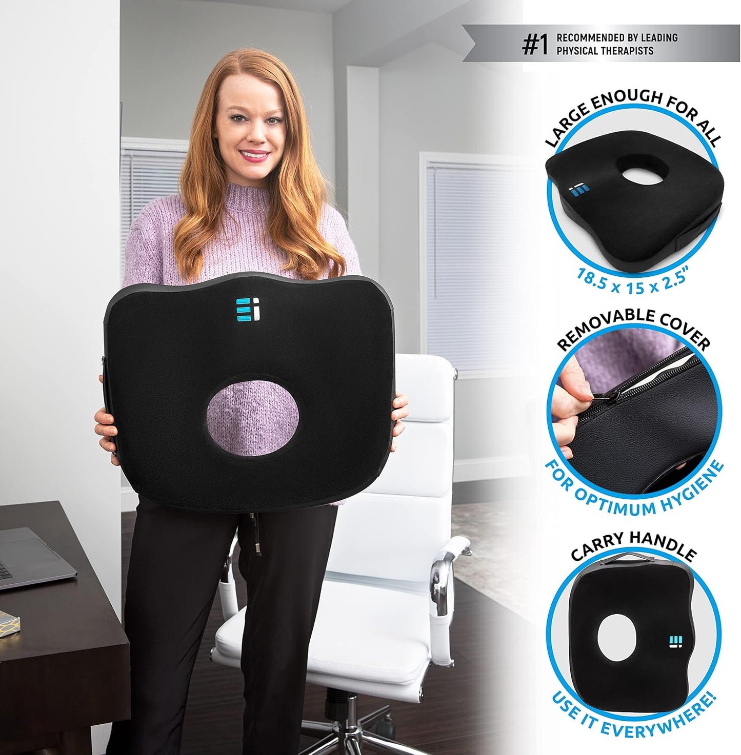 PT ENDORSED Donut Pillow for Tailbone Pain Relief Cushion - Coccyx & Hemorrhoid Pillow for Sitting - Donut Seat Cushion for Pressure Relief, Prostate, Postpartum, Pressure Sores, Lifting Cushions