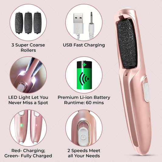 Powerful Electric Callus Remover Wand – Rechargeable Foot File, Grinder Removes Dead, Hard Skin & Calluses for Men & Women – Best Pedicure Tool for Soft, Smooth Feet