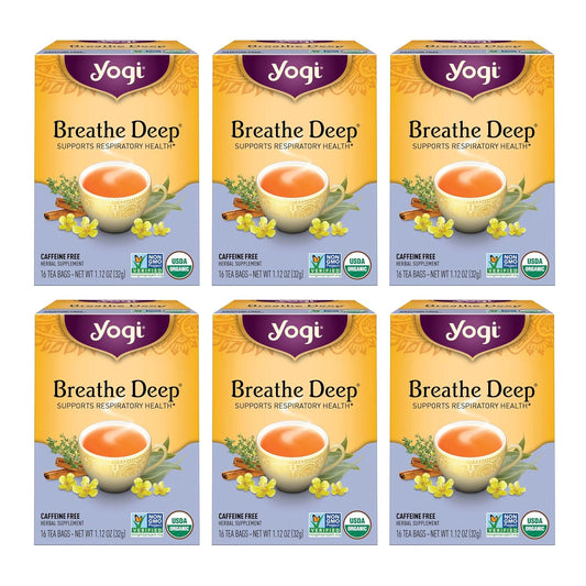 Yogi Breathe Deep Organic Tea, 16 Tea Bags (6 Pack)