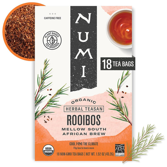 Numi Organic Rooibos Tea, 18 Herbal Tea Bags, Caffeine Free