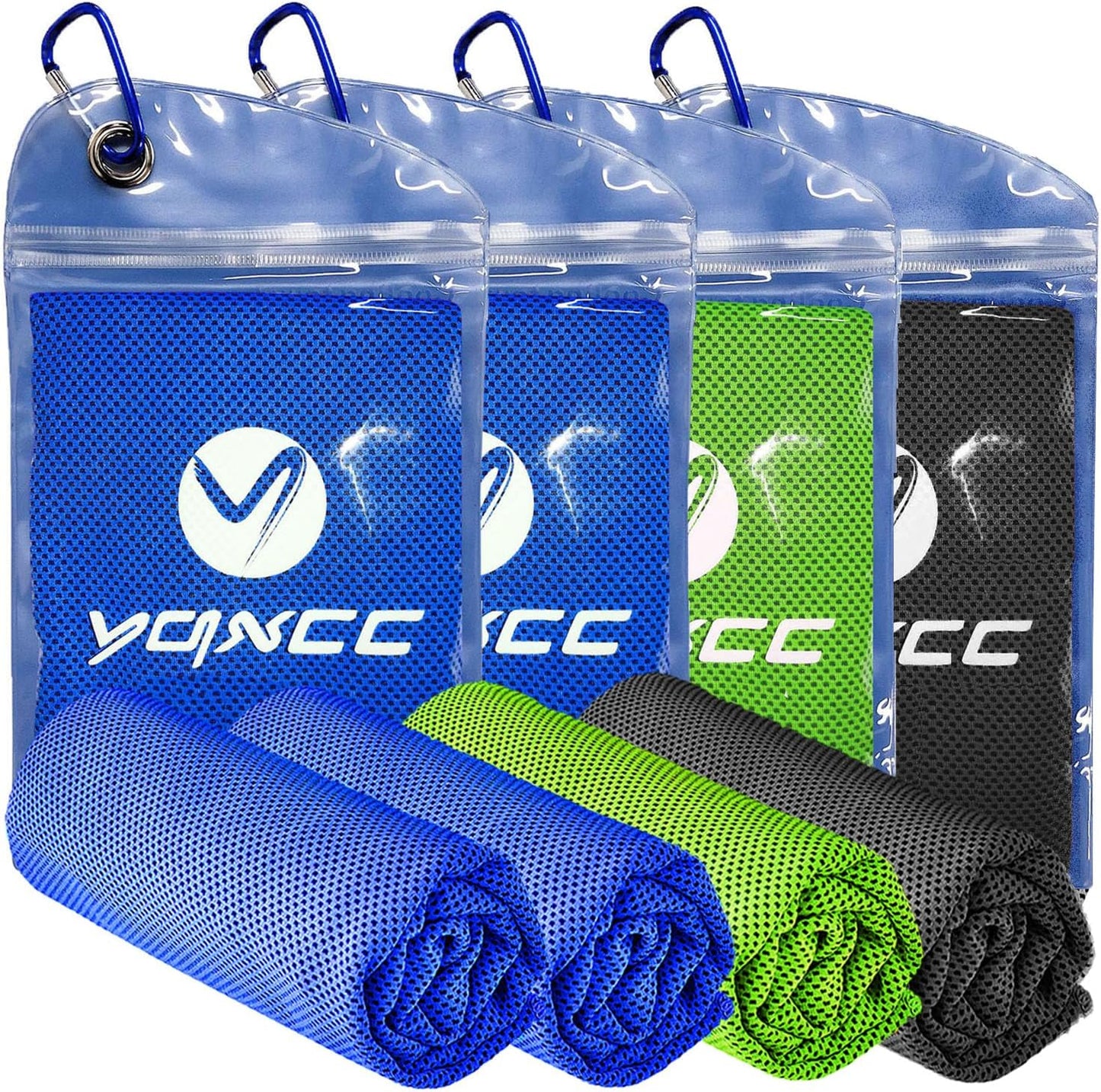 YQXCC 4 Pack Cooling Towels (47"x12"), Ice Cool Neck Towel, Soft Breathable Microfiber for Yoga, Golf, Gym, Running, Camping & Hot Weather