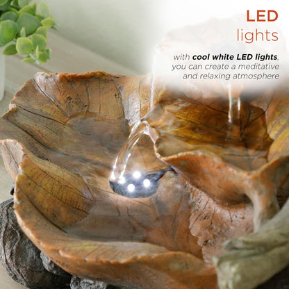 Alpine Corporatio 14" Tall Stoned Jar Cascading Water Fountain with LED Lights, Elegant Tabletop Water Feature for Home, Office, Living Room, and Bedroom Decor, Gray