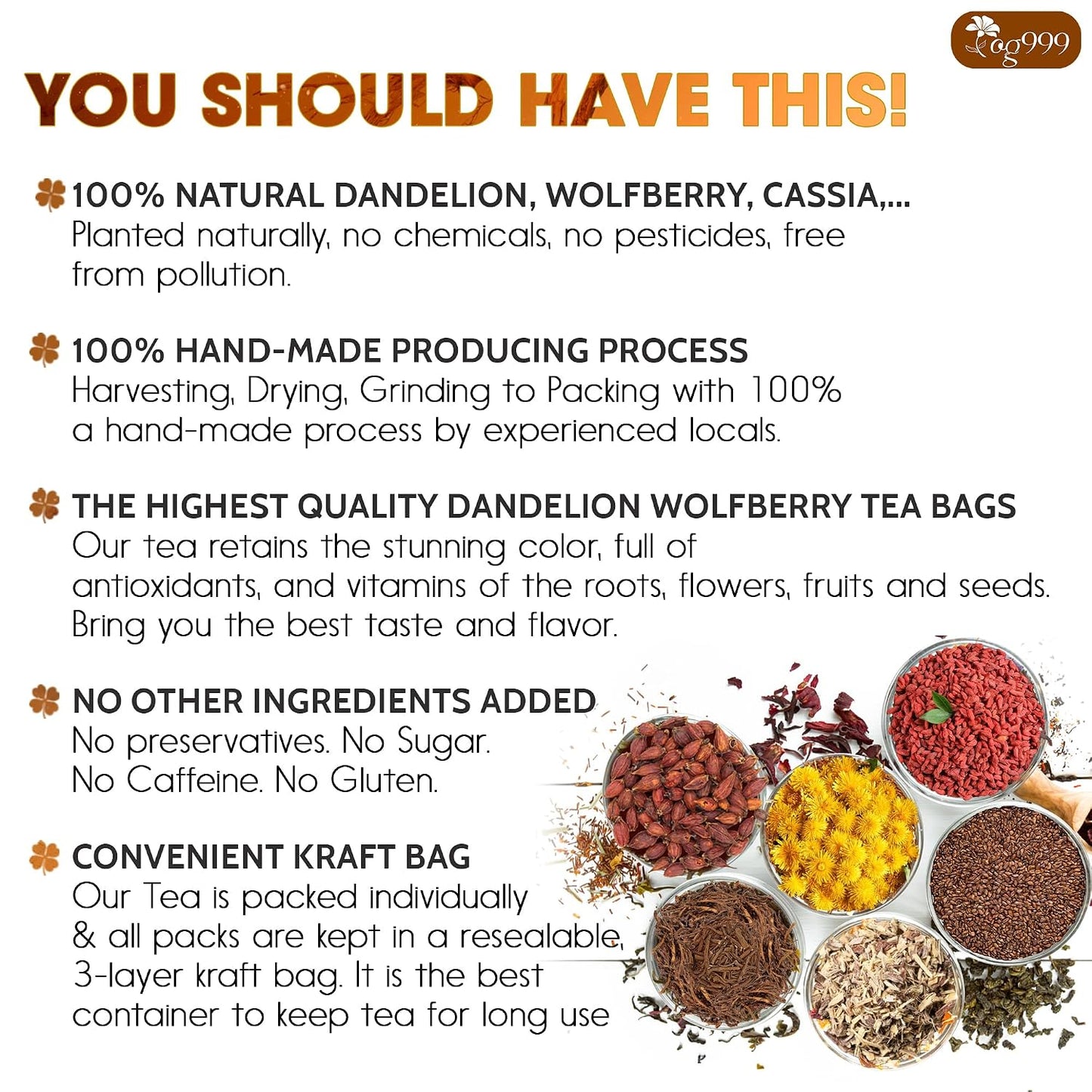 TOG999, 135 Premium Red Rooibos Tea Bags, 100% Natural & Pure from Rooibos Tea Leaves. Loose Leaf Rooibos Herbal Tea. Made with Natural Material Tea Bags. No Sugar, No Caffeine, No Gluten, Vegan.