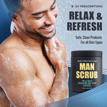 Body Prescriptions Men’s Exfoliating Body Scrub – Ultimate Skin Cleansing Wash in Jar with Twist-Top Lid, For All Skin Types, 21 Ounce (Pack of 1), Cedarwood