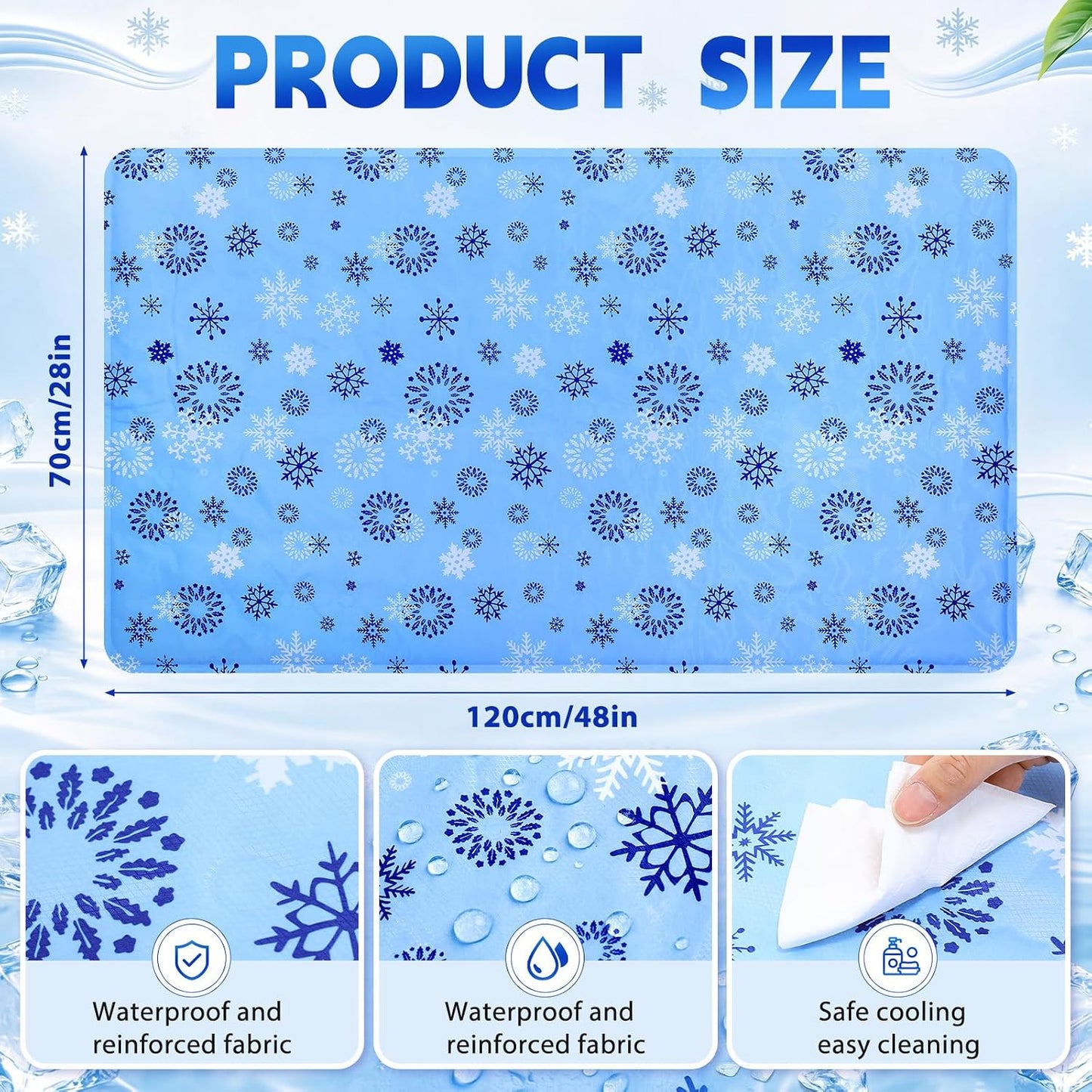 Novabright 2 Pcs Cooling Pad with Pillow Set Cold Mat Gel for Bed 47'' x 28'' Cooling Mattress Pad for Night Sweats, Hot Sleepers, Hot Flashes, Pain Relief, Summer Supplies(Simple,Sky Blue)