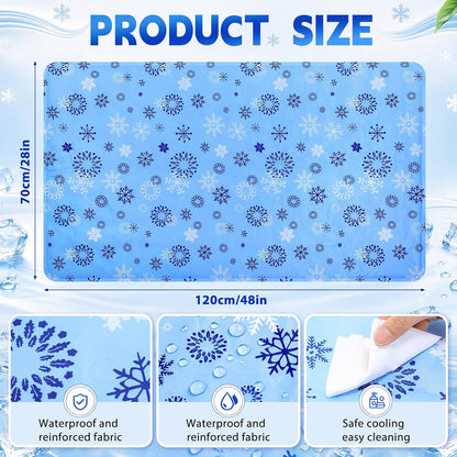 Novabright 2 Pcs Cooling Pad with Pillow Set Cold Mat Gel for Bed 47'' x 28'' Cooling Mattress Pad for Night Sweats, Hot Sleepers, Hot Flashes, Pain Relief, Summer Supplies(Simple,Sky Blue)