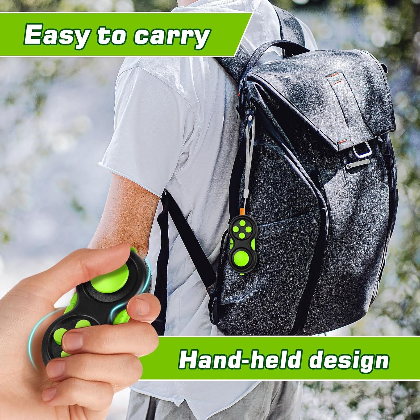 Original Fidget Toy Game, Rubberized Classical Controller Fidget Concentration Toy with 8-Fidget Functions and Lanyard - Excellent for Relieving Stress and Anxiety