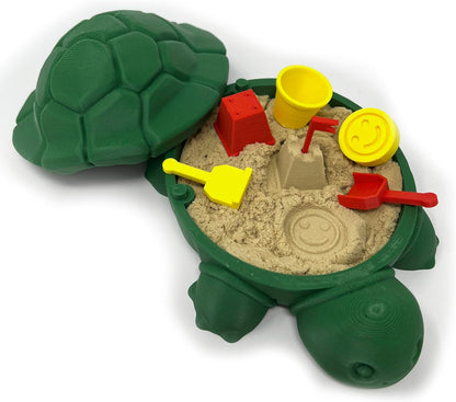 Munnygrubbbers - Mini Desktop Turtle Sand Box - 6 x 6 in - Stress Relief - Made in USA - Includes Moldable Play Sand and Mini Tool - Novelty Gift - Desktop Decor - Zen Garden - (Green)