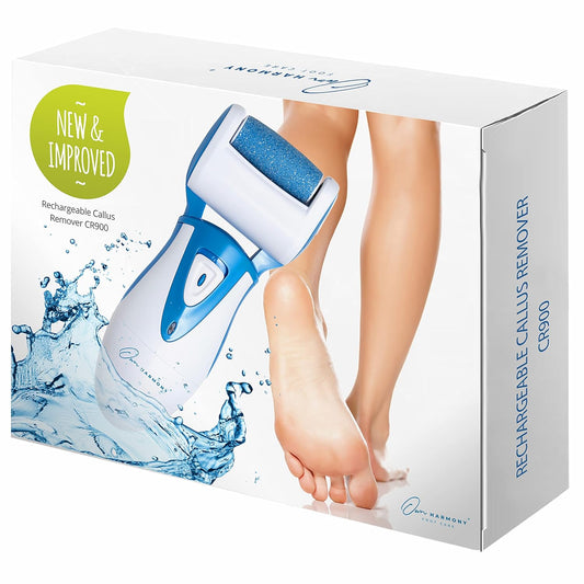 Electric Callus Remover: Rechargeable Electronic Foot File CR900 by Own Harmony (Powerful Motor) Best Pedicure Tools w 3 Rollers Professional Pedi Feet Care Sander for Cracked Heels and Hard Skin