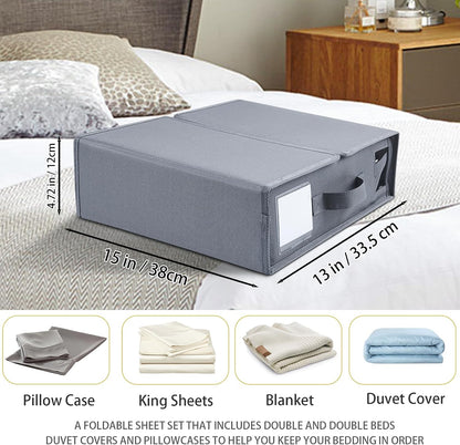 Sheet Organizers and Storage, Foldable Cube with Handles & Labels
