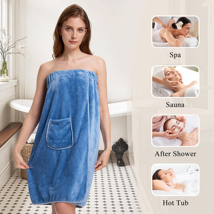 PJGGZ Towel Wrap for Women, Adjustable Button Quick Dry Absorbent Bath Wrap