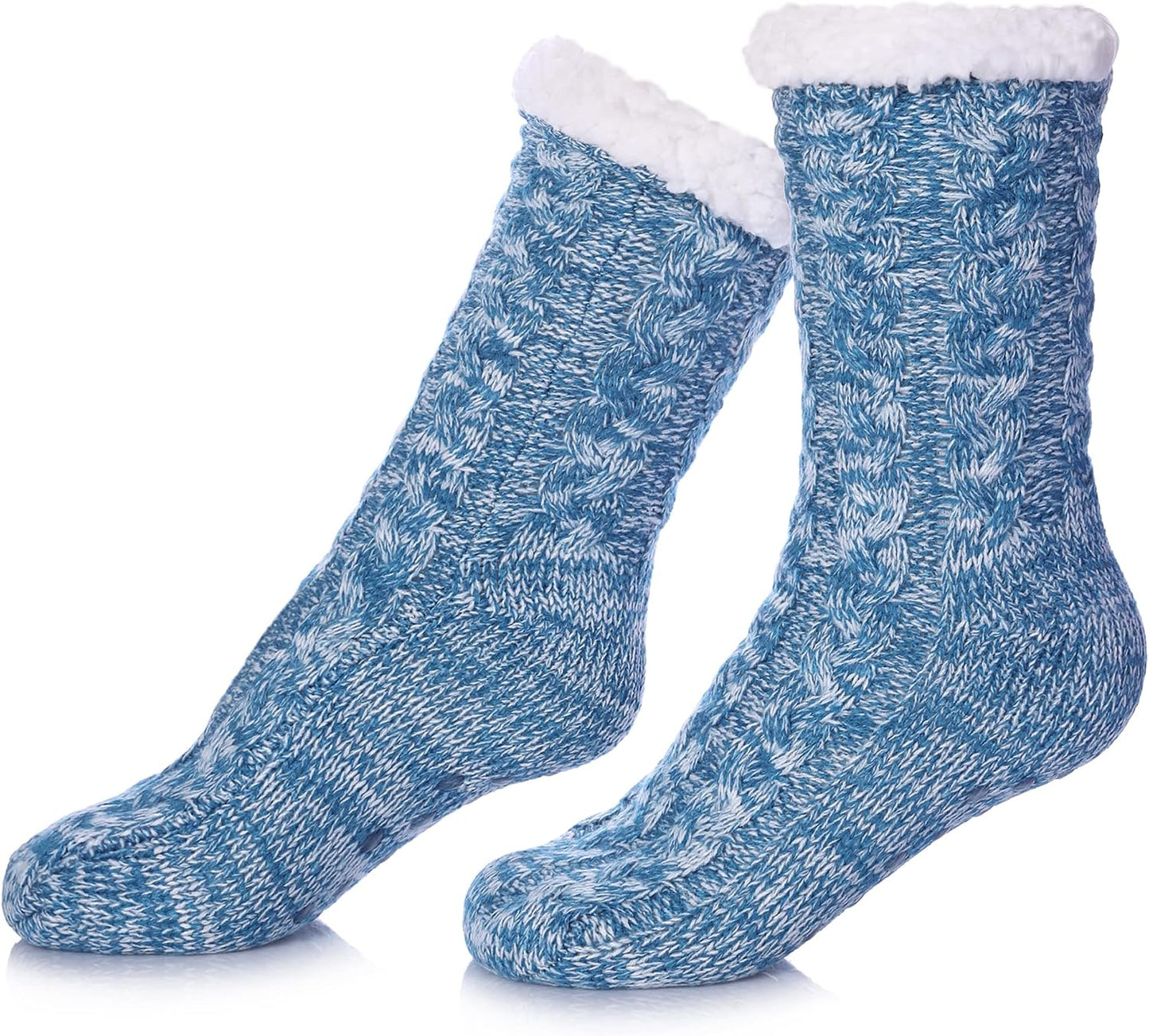 SDBING Women's Winter Super Soft Warm Cozy Fleece Lined Fuzzy Slipper Socks with Grippers