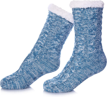 SDBING Women's Winter Super Soft Warm Cozy Fleece Lined Fuzzy Slipper Socks with Grippers