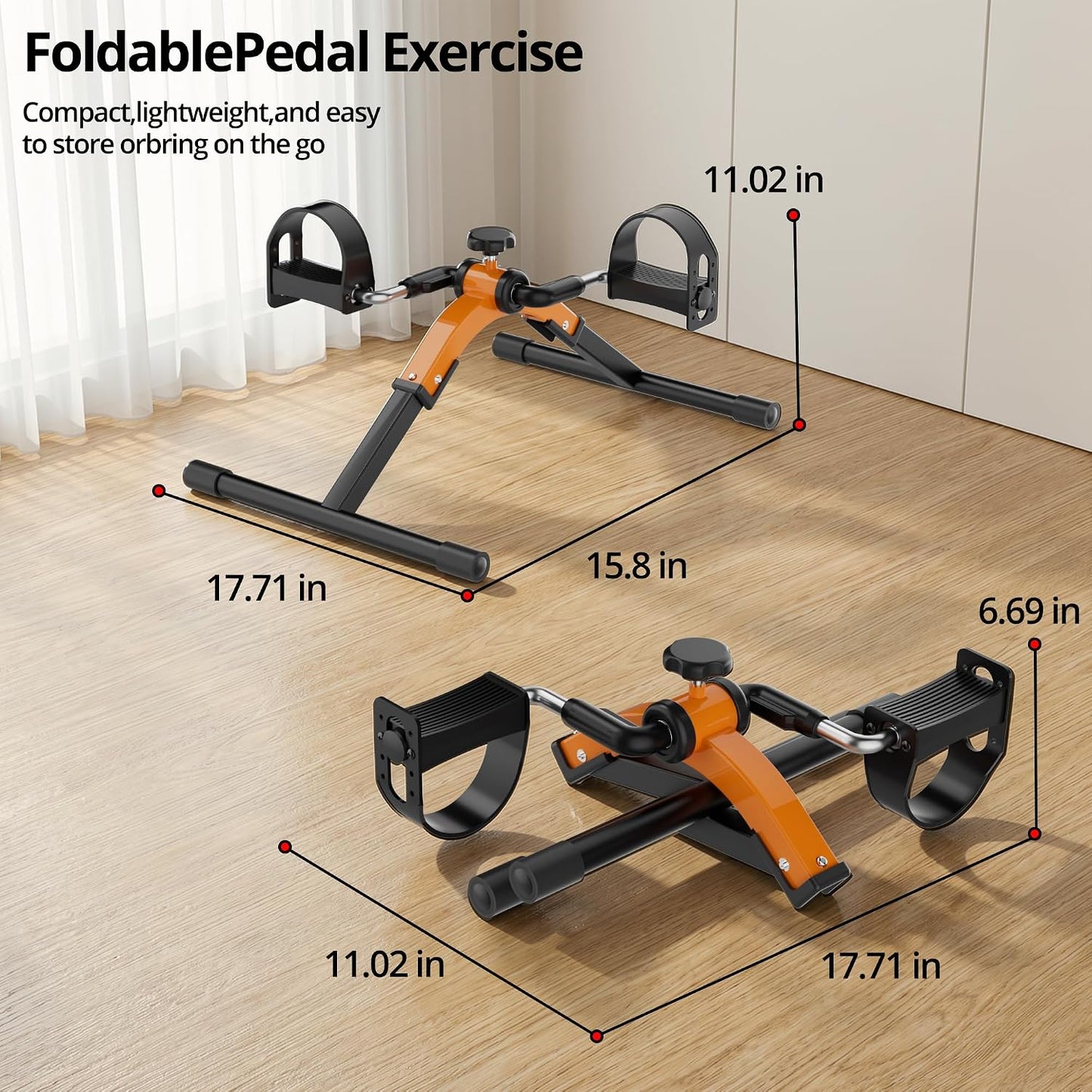 Folding Pedal Exerciser Mini Exercise Bike Under Desk Bike for Arms and Legs Workout, Portable Desk Bike Peddler Machine for Sedentary Officer & Seniors