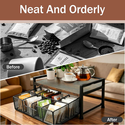 Tea Bag Organizer And Storage with Drawer Teabag Holder Tea Box