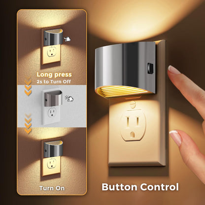 L LOHAS LED Night Light, Night Lights Plug into Wall with Dusk to Dawn Sensor, 3 Brightness Level, 2 Pack, 1600K Amber, White Housing