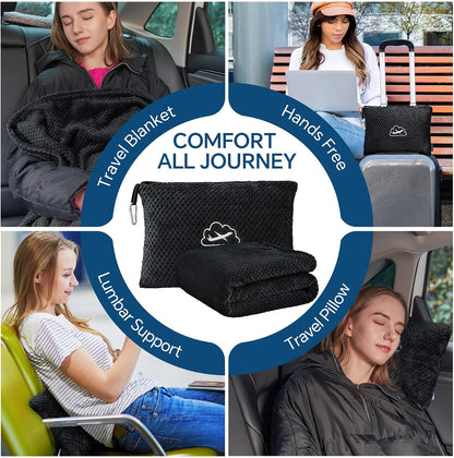 BEDELITE Travel Blanket with Bag, Jacquard Fleece Blanket 65"x40", Blue