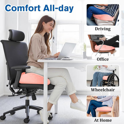 CushyOasis Seat Cushion, Gel Chair Cushions, Office Chair Cushions, Anti-Slip Bottom & Removable Cover Tailbone Pain Relief Cushion, Memory Foam Seat Cushion for Office, Wheelchair, Car (Black)