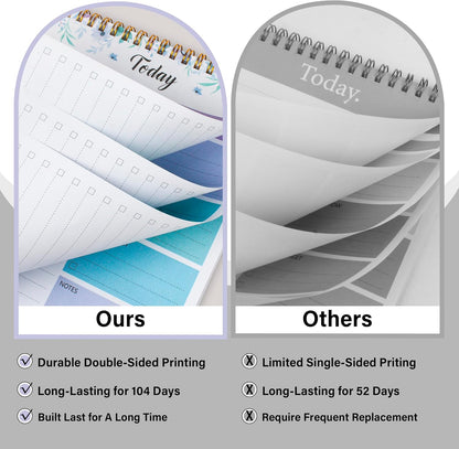 To Do List Notepad - Daily Planner Notepad 104 Pages Task Planner, 6.7" x 9.8" Double Sided Spiral Notebook with Checklist Productivity Planning Pad for Work Office Home-Pink