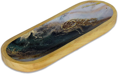 Bless-International Traditional-Handmade-Tray-Burner Wooden-Trat-Incense-Stick-Holder Ash-Catcher-Stand for-Aromatherapy-Meditation-Yoga 11x4x1.22 Inches (Wooden Tray)