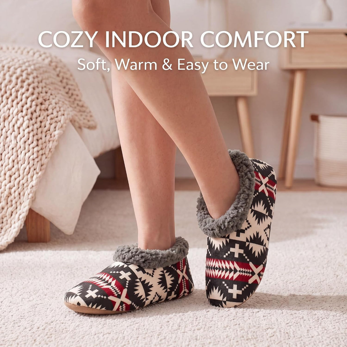 Cozylook Fuzzy Slippers for Women Indoor Soft Sole Slipper Socks