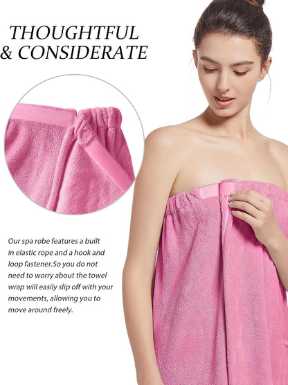 Women'S Soft Wrap Towel Full Length，Bath Robe After Shower Female Plush Long，Spa Bathrobes Lightweight With Pockets