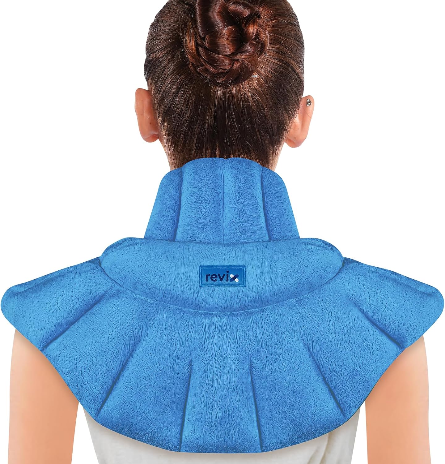 REVIX Heated Neck Wrap Microwave Heating Pad for Neck and Shoulders Pain Relief, Weighted Neck Warmer Microwavable with Miost Heat, Unscented