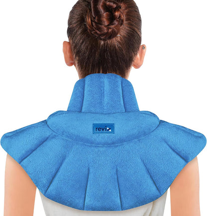 REVIX Heated Neck Wrap Microwave Heating Pad for Neck and Shoulders Pain Relief, Weighted Neck Warmer Microwavable with Miost Heat, Unscented