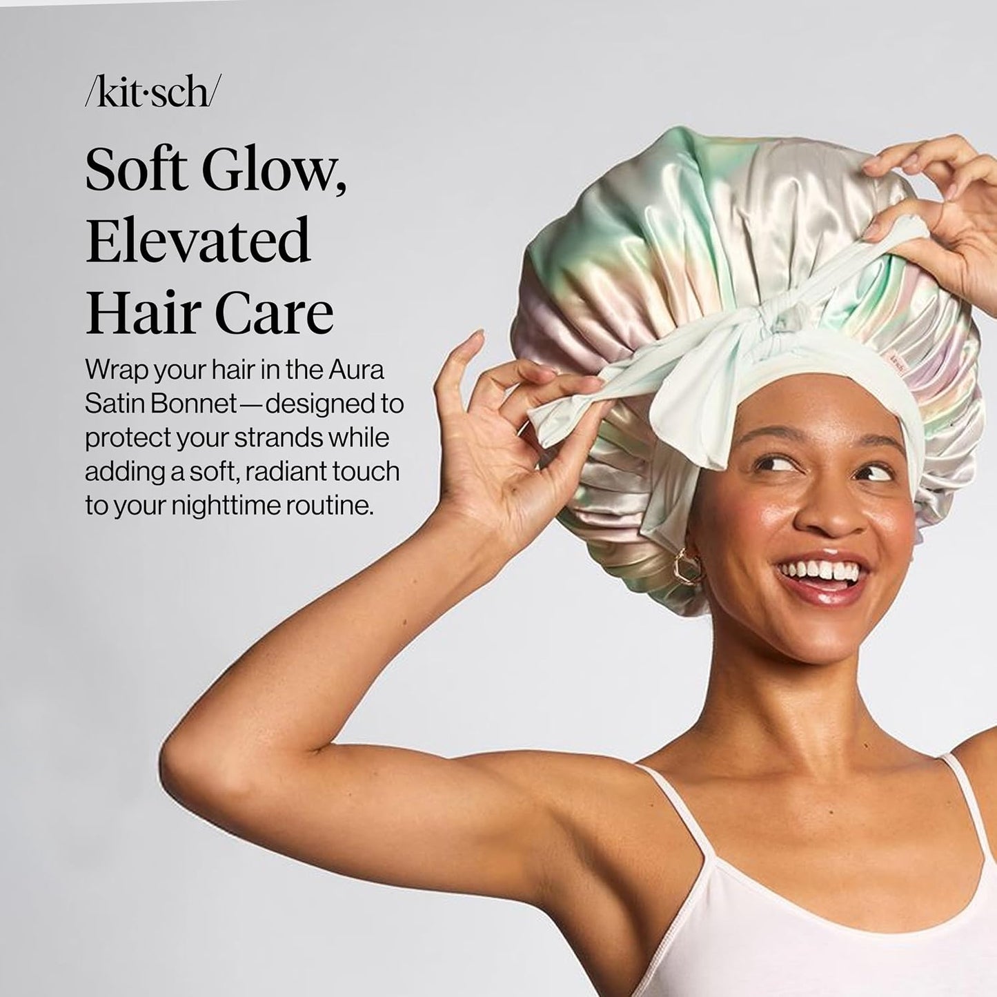 Kitsch XL Satin Bonnet for Sleeping - Softer Than Silk Bonnet For Sleeping Women - Secure Fit, Adjustable, Night Cap For Curly & Textured Hair - Prevents Breakage, Tangles & Thinning - Blush