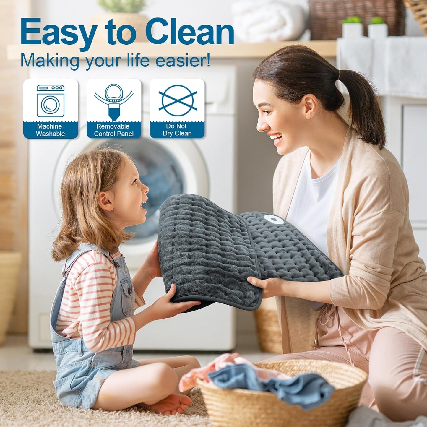 Heating Pad for Back, Electric Heating Pads for Cramps/Abdomen/Waist/Shoulder with 6 Heat Settings and Auto-Off, Moist/Dry Heat pad, Mothers Day Gifts for Mom Women Wife Grandma, 12" x 24"