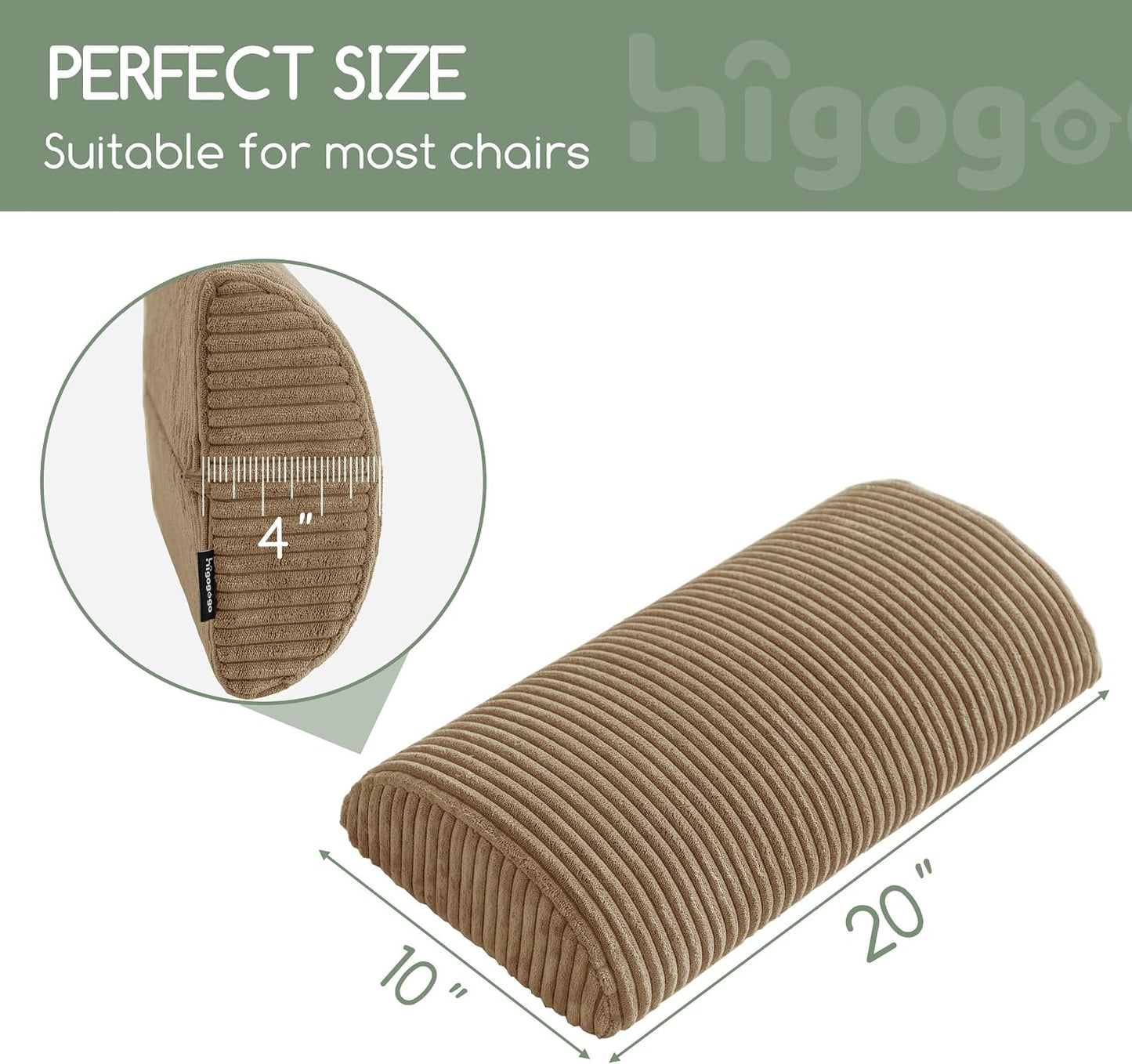 HIGOGOGO Lumbar Support Pillow for Recliner Chair/Accent Chair/Couch, Memory Foam Back Support Cushion for Elderly, Recliner Cushions for Back Rest, Pain Relief, Reading, Washable Cover, Dark Grey