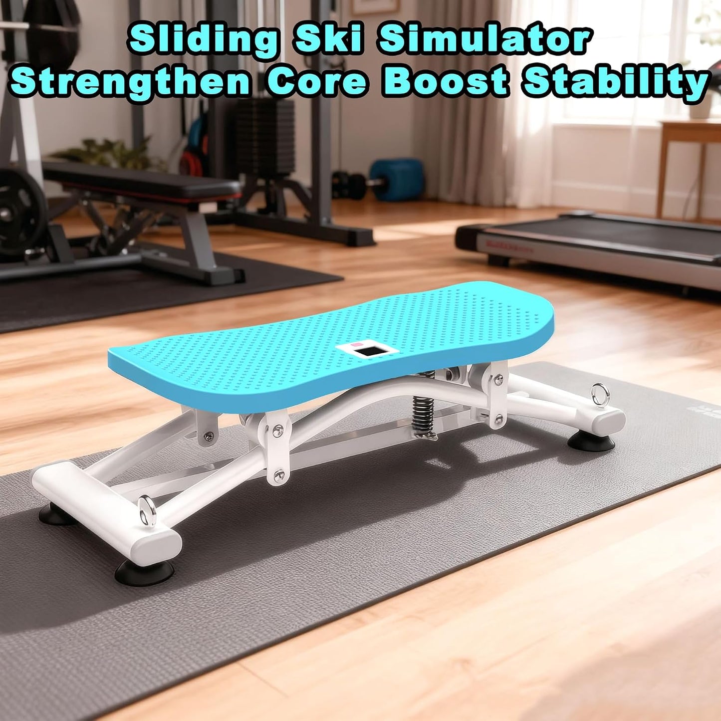 KINMAC 2-in-1 Rocking Stepper with Resistance Bands, Portable Balance Board for Exercise at Home, Quiet Mini Stair Stepper with LCD Monitor, Ski Trainer for Workout Home Gym