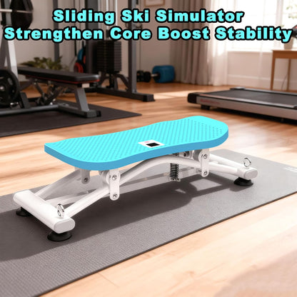 KINMAC 2-in-1 Rocking Stepper with Resistance Bands, Portable Balance Board for Exercise at Home, Quiet Mini Stair Stepper with LCD Monitor, Ski Trainer for Workout Home Gym