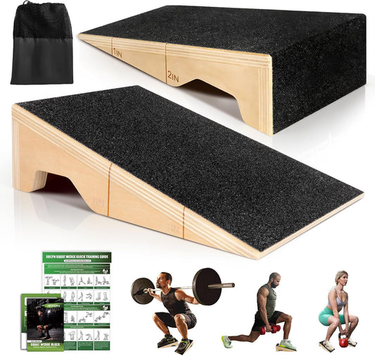 Squat Wedge Block, 1800 LBS Capacity, Wooden Squat Wedge for Heel Elevation