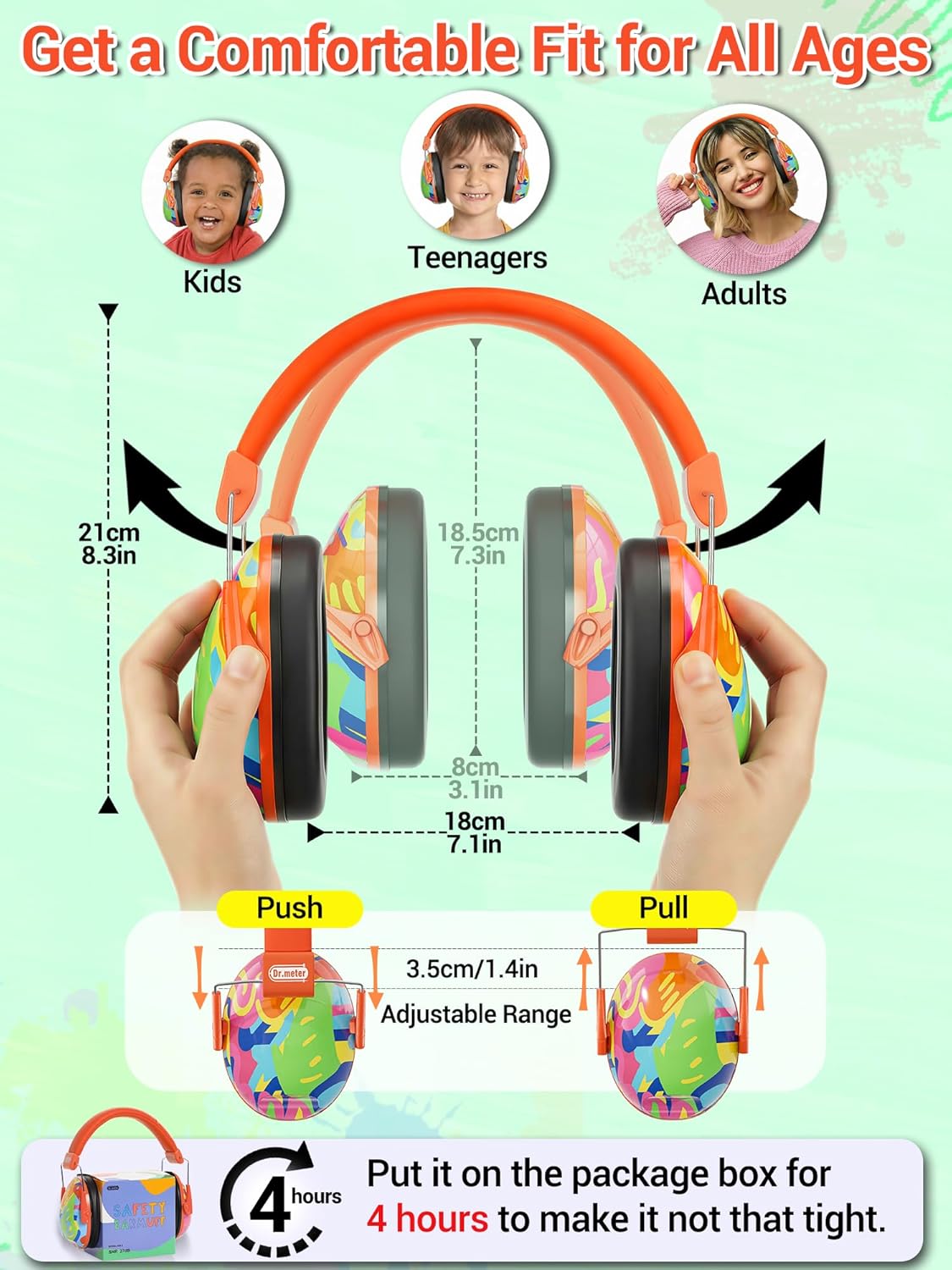 Dr.meter Ear Muffs for Noise Reduction: 27.4SNR Noise Cancelling Headphones for Kids Adults, EM100 Adjustable Hearing Protection Earmuffs for Monster Jam, Autism Sensory, Concerts, Fireworks
