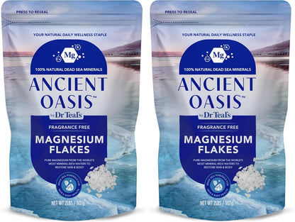 Ancient Oasis by Dr Teal's Magnesium Flakes, Fragrance Free, 2 lbs