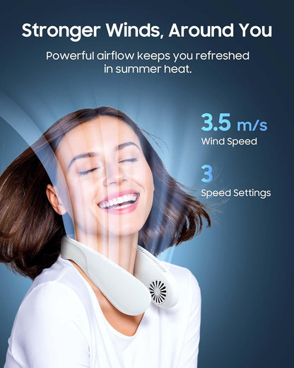 KOHA CoolMaster Ultra Neck Fan, Neck Air Conditioner, 2-in-1 Cooling Neck Fan Portable Rechargeable, Wearable Personal Fan, 5500mAh Large Battery, Ergonomic Design, Frost White