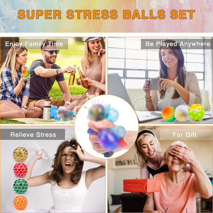 36 Pack Stress Balls, Squishy Balls, Squishy Fidget Stress Relief, Squeeze Ball for Adults Stress Relieve, Prize Box for Friends, Party Favors