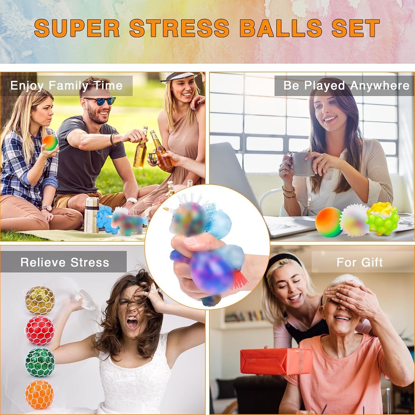 36 Pack Stress Balls, Squishy Balls, Squishy Fidget Stress Relief