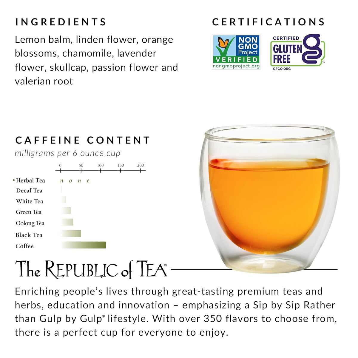 The Republic of Tea Chamomile Lemon Herbal Tea, Caffeine Free, 36 Count