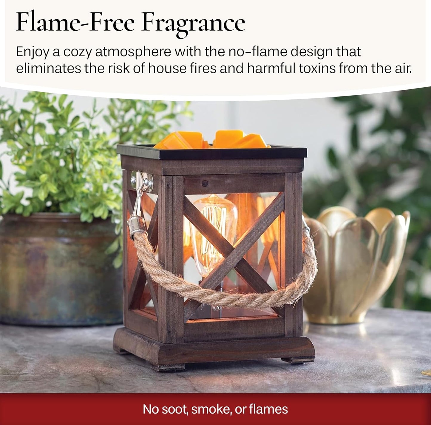 Candle Warmers ETC. Vintage Bulb Illumination Fragrance Warmer- Light-Up Warmer for Warming Scented Candle Wax Melts and Tarts to Freshen Room, Apothecary