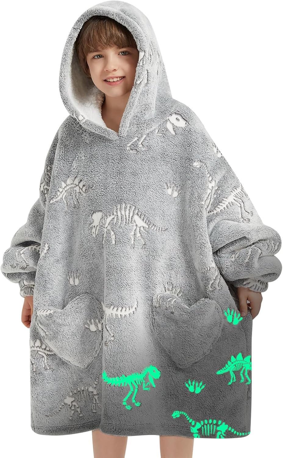 Fiosnow Glow in the Dark Unicorn Blanket Hoodies for Kids 6-13YR Oversize Wearable Blanket Hoodies for Boys Girls Teens