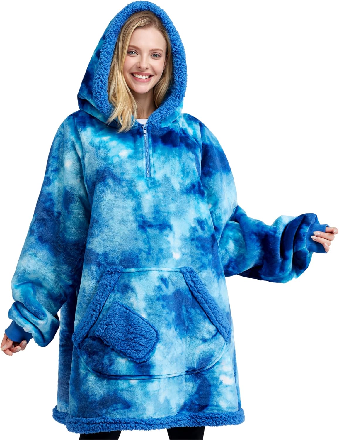 Giggling Getup Wearable Blanket Hoodie for Adults Gifts for Teen Girls Sister Women Sherpa Fleece Printed Hooded Blanket Sweatshirt Warm Cozy with Pocket & Sleeves Beige Cat