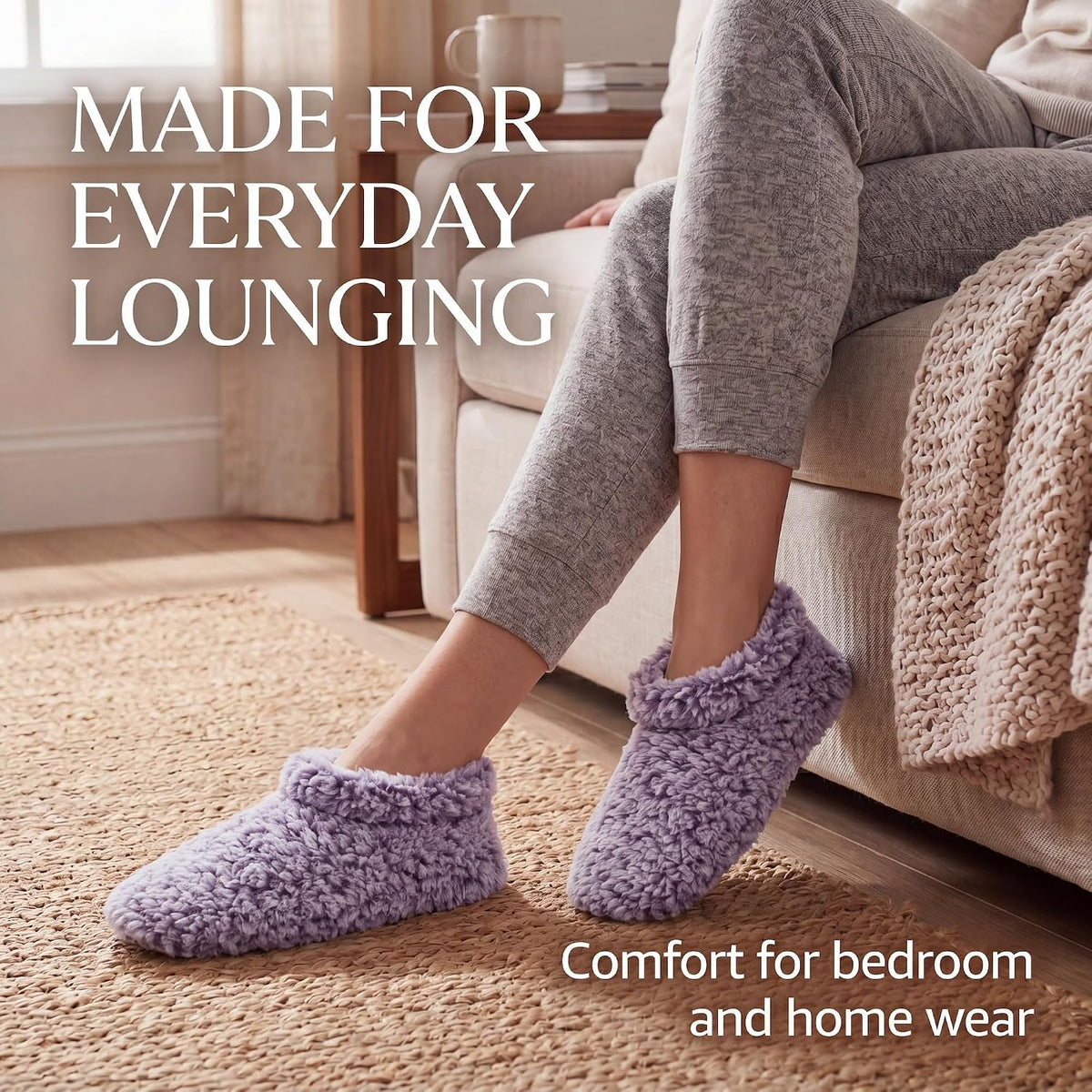 Cozylook Fuzzy Slippers for Women Indoor Soft Sole Slipper Socks