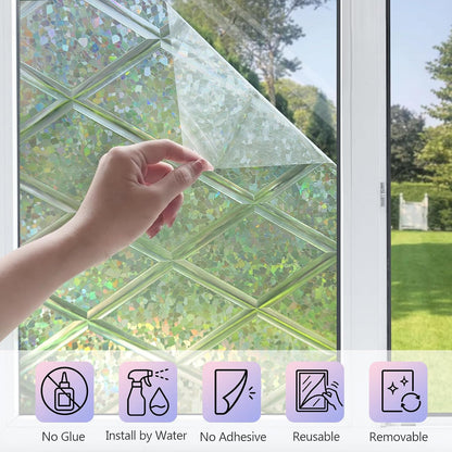 KESPEN Total Blackout Window Film Privacy Static Cling 100% Light Blocking Room Darkening Window Cover Heat Control Anti-UV Glass Sticker Window Tint for Home with Grid Line, 17.5 Inch X 6.5 Feet